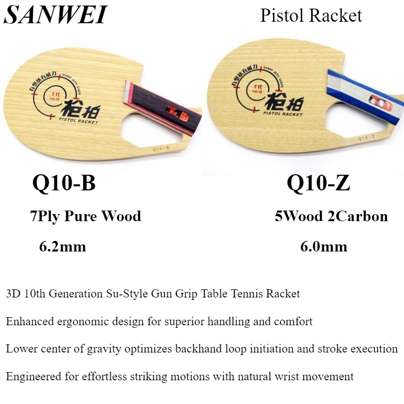Table Tennis Gun - Oryginalna rakieta pistoletowa SANWEI ostrze do